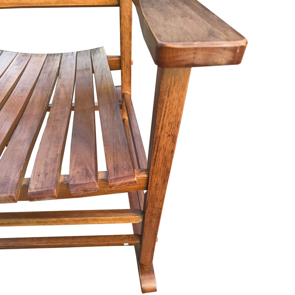 English Elm BALCONY Solid Wood Porch Rocking Chair Brown — Wide Seat & Armrests, Sturdy Slatted Back, 250lb Capacity W49555637
