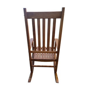 English Elm BALCONY Solid Wood Porch Rocking Chair Brown — Wide Seat & Armrests, Sturdy Slatted Back, 250lb Capacity W49555637