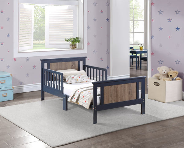English Elm Connelly Reversible Panel Toddler Bed Solid Wood Low Profile Two Tone Veneer Blue B02257227