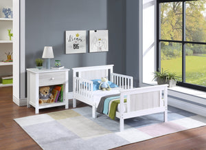 English Elm Connelly Reversible Panel Toddler Bed Solid Wood Low Profile Two Tone Veneer White B02257228