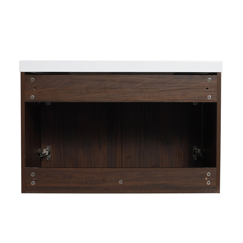 English Elm Soft Soft Close Doors Bathroom Vanity With Sink 30" x18" KD Cabinet Soft-Close Doors Open Shelf Storage W99952551