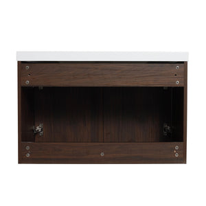 English Elm Soft Soft Close Doors Bathroom Vanity With Sink 30" x18" KD Cabinet Soft-Close Doors Open Shelf Storage W99952551