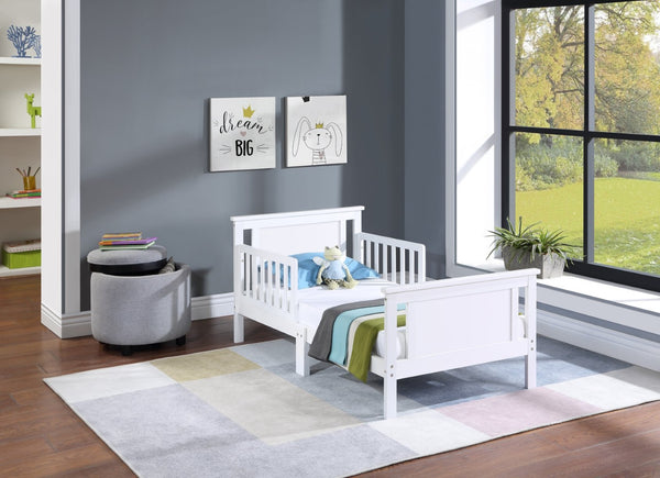 English Elm Connelly Reversible Panel Toddler Bed Solid Wood Low Profile Two Tone Veneer White B02257228