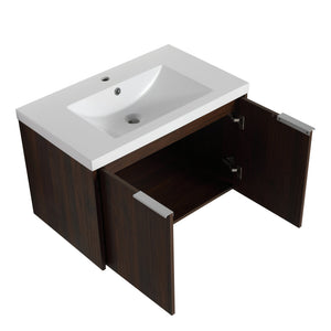 English Elm Soft Soft Close Doors Bathroom Vanity With Sink 30" x18" KD Cabinet Soft-Close Doors Open Shelf Storage W99952551