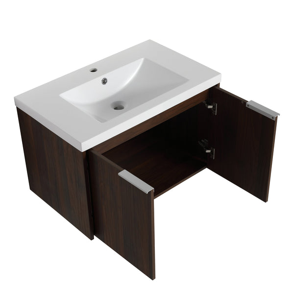 English Elm Soft Soft Close Doors Bathroom Vanity With Sink 30" x18" KD Cabinet Soft-Close Doors Open Shelf Storage W99952551