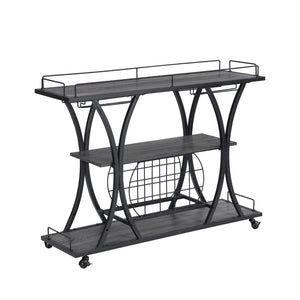 English Elm Industrial Metal Bar Cart with Rolling Casters Three Open Shelves for Home Entertaining W82151001