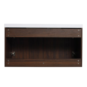 English Elm Modern 36-Inch Float Mounting Bathroom Vanity with Resin Sink, Eco Plywood, Soft-Close Doors & Shelf W99952552