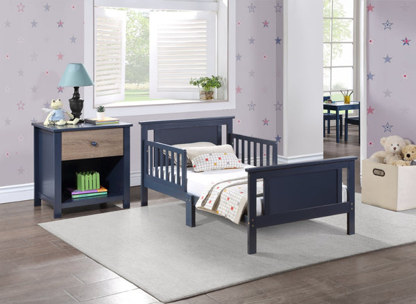 English Elm Connelly Reversible Panel Toddler Bed Solid Wood Low Profile Two Tone Veneer Blue B02257227
