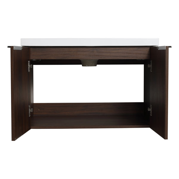 English Elm Soft Soft Close Doors Bathroom Vanity With Sink 30" x18" KD Cabinet Soft-Close Doors Open Shelf Storage W99952551