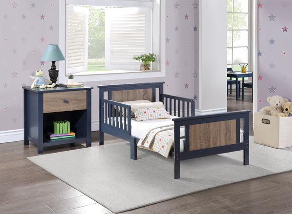 English Elm Connelly Reversible Panel Toddler Bed Solid Wood Low Profile Two Tone Veneer Blue B02257227