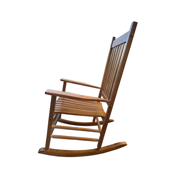 English Elm BALCONY Solid Wood Porch Rocking Chair Brown — Wide Seat & Armrests, Sturdy Slatted Back, 250lb Capacity W49555637
