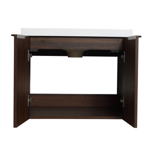 English Elm Bathroom Cabinet With Resin Sink, 24" Floating Vanity w/ Soft-Close Doors, Open Shelf Storage, Durable Eco-Friendly Finish W99952550