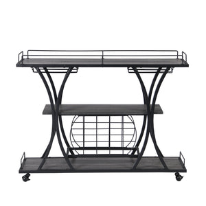 English Elm Industrial Metal Bar Cart with Rolling Casters Three Open Shelves for Home Entertaining W82151001
