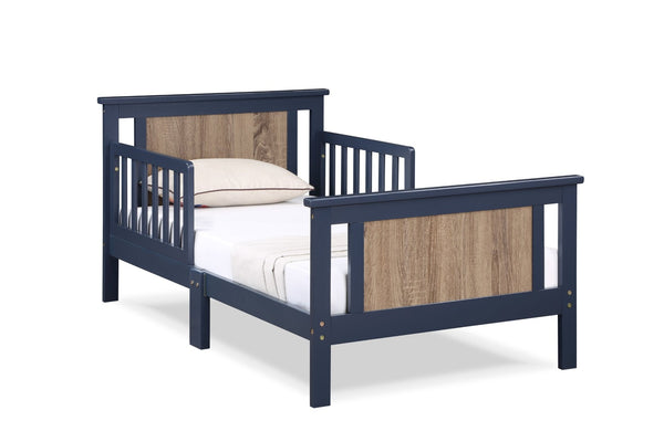 English Elm Connelly Reversible Panel Toddler Bed Solid Wood Low Profile Two Tone Veneer Blue B02257227