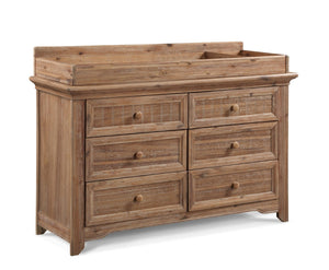 English Elm Winchester Six Drawer Double Dresser Nursery Storage with Changing Station Top B02257220