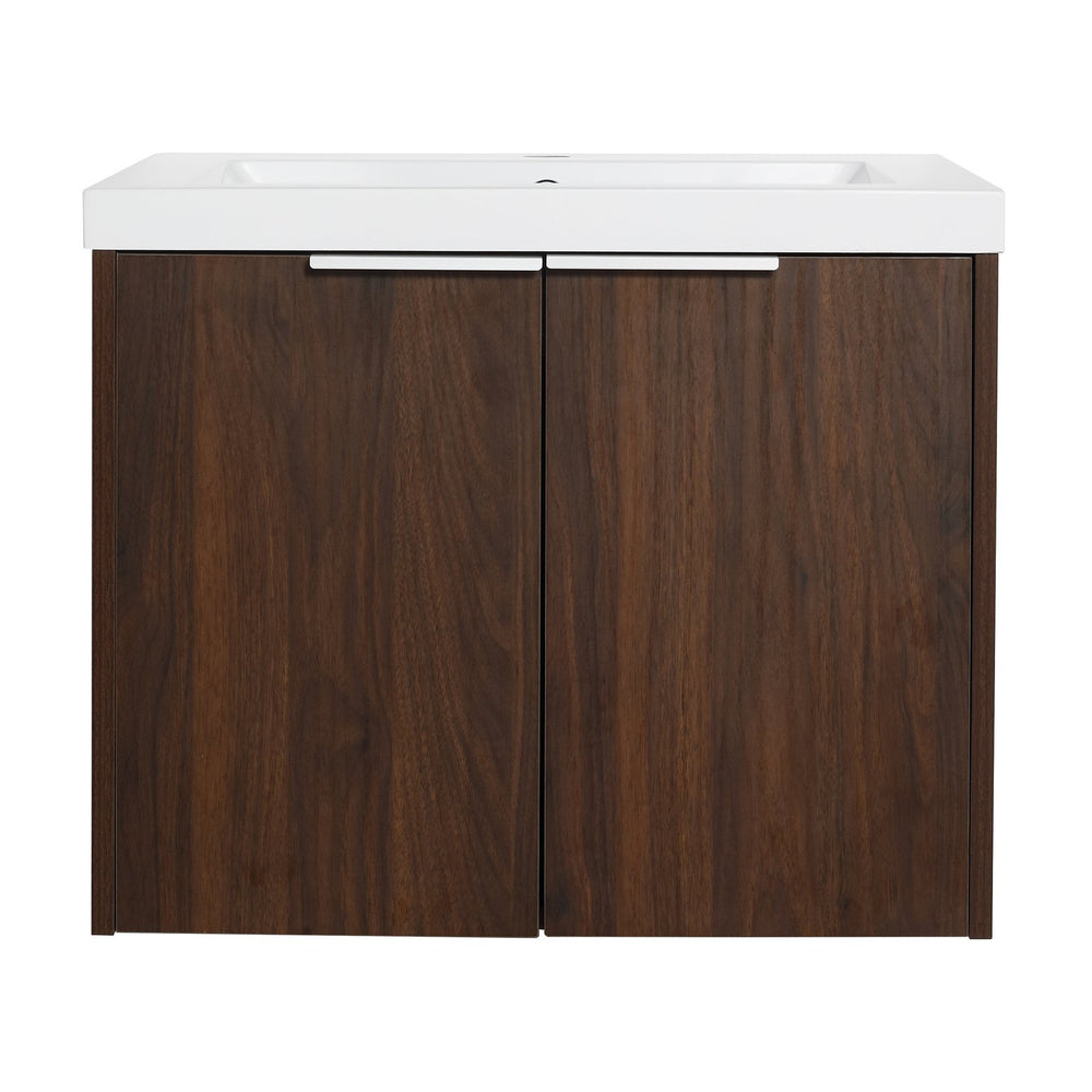 English Elm Bathroom Cabinet With Resin Sink, 24" Floating Vanity w/ Soft-Close Doors, Open Shelf Storage, Durable Eco-Friendly Finish W99952550