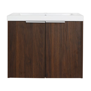 English Elm Bathroom Cabinet With Resin Sink, 24" Floating Vanity w/ Soft-Close Doors, Open Shelf Storage, Durable Eco-Friendly Finish W99952550
