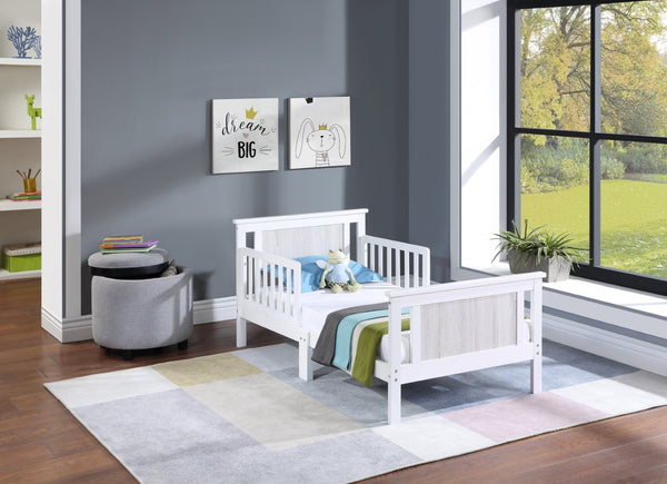 English Elm Connelly Reversible Panel Toddler Bed Solid Wood Low Profile Two Tone Veneer White B02257228