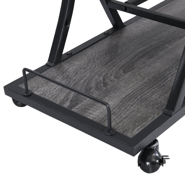 English Elm Industrial Metal Bar Cart with Rolling Casters Three Open Shelves for Home Entertaining W82151001