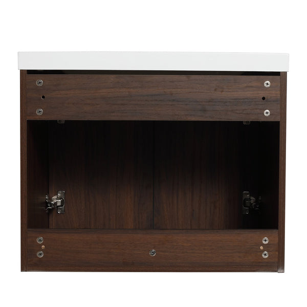 English Elm Bathroom Cabinet With Resin Sink, 24" Floating Vanity w/ Soft-Close Doors, Open Shelf Storage, Durable Eco-Friendly Finish W99952550
