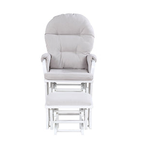 English Elm Madison Glider Ottoman Set Woven Fabric White Frame Nursery Accent Seating B02257234