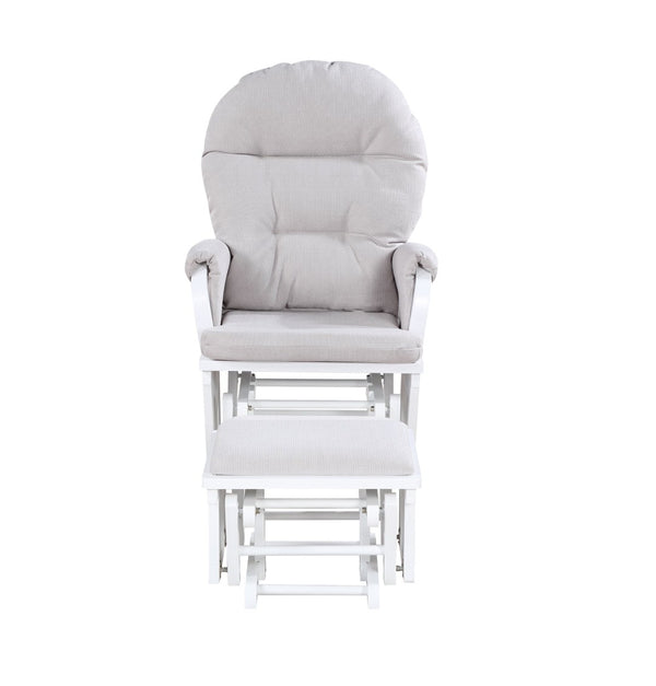 English Elm Madison Glider Ottoman Set Woven Fabric White Frame Nursery Accent Seating B02257234