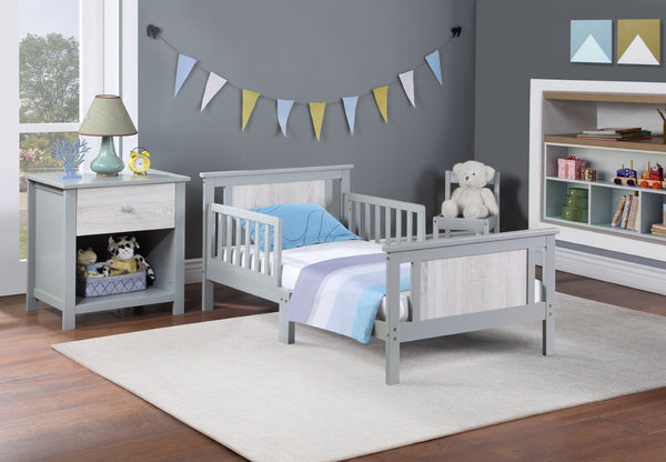 English Elm Connelly Reversible Panel Toddler Bed Solid Wood Low Profile Two Tone Veneer Gray B02257226