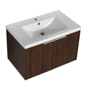English Elm Soft Soft Close Doors Bathroom Vanity With Sink 30" x18" KD Cabinet Soft-Close Doors Open Shelf Storage W99952551