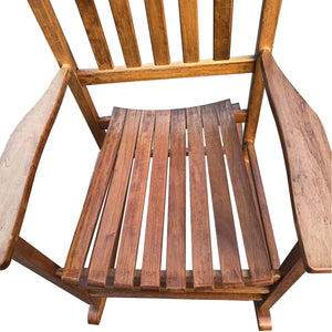 English Elm BALCONY Solid Wood Porch Rocking Chair Brown — Wide Seat & Armrests, Sturdy Slatted Back, 250lb Capacity W49555637