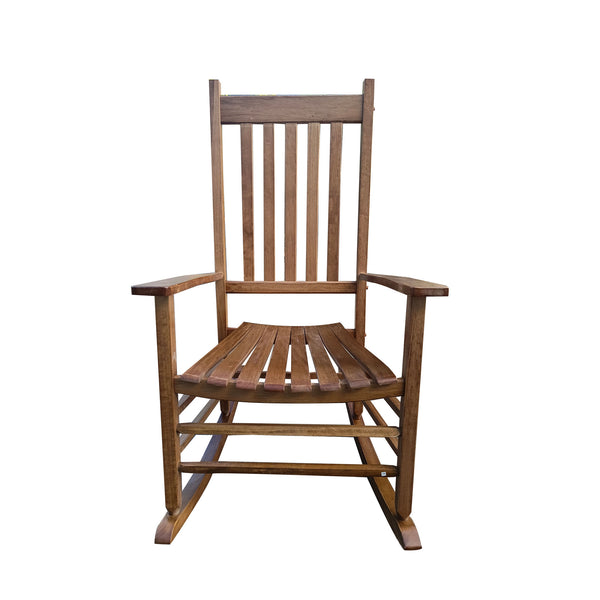 English Elm BALCONY Solid Wood Porch Rocking Chair Brown — Wide Seat & Armrests, Sturdy Slatted Back, 250lb Capacity W49555637