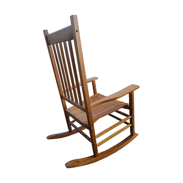 English Elm BALCONY Solid Wood Porch Rocking Chair Brown — Wide Seat & Armrests, Sturdy Slatted Back, 250lb Capacity W49555637