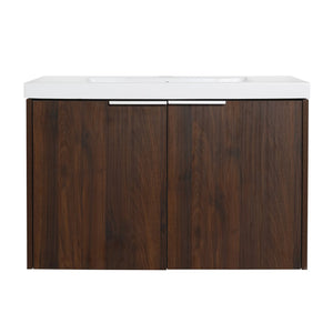 English Elm Soft Soft Close Doors Bathroom Vanity With Sink 30" x18" KD Cabinet Soft-Close Doors Open Shelf Storage W99952551
