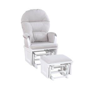 English Elm Madison Glider Ottoman Set Woven Fabric White Frame Nursery Accent Seating B02257234