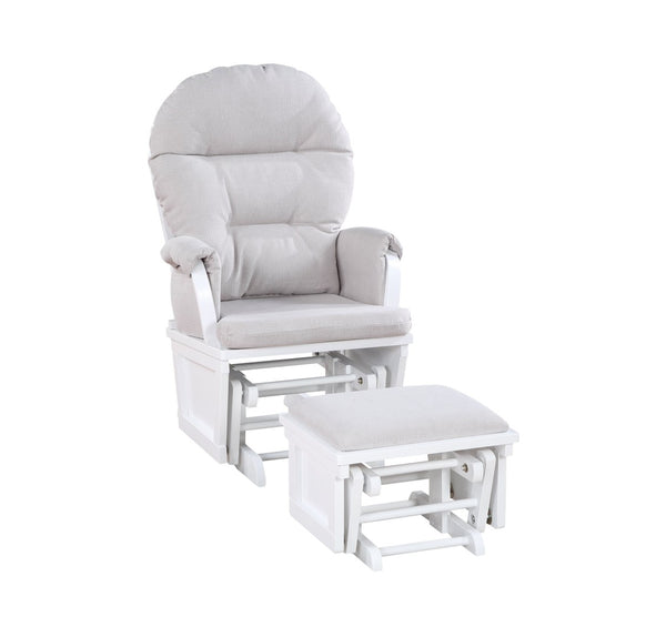 English Elm Madison Glider Ottoman Set Woven Fabric White Frame Nursery Accent Seating B02257234