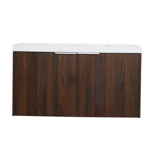 English Elm Modern 36-Inch Float Mounting Bathroom Vanity with Resin Sink, Eco Plywood, Soft-Close Doors & Shelf W99952552