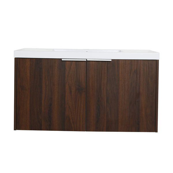 English Elm Modern 36-Inch Float Mounting Bathroom Vanity with Resin Sink, Eco Plywood, Soft-Close Doors & Shelf W99952552