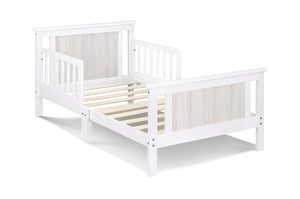 English Elm Connelly Reversible Panel Toddler Bed Solid Wood Low Profile Two Tone Veneer White B02257228