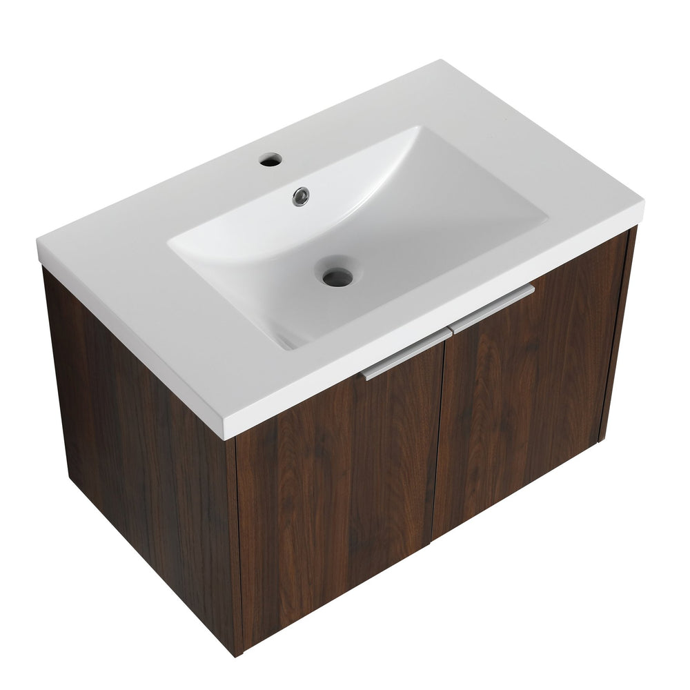 English Elm Soft Soft Close Doors Bathroom Vanity With Sink 30" x18" KD Cabinet Soft-Close Doors Open Shelf Storage W99952551