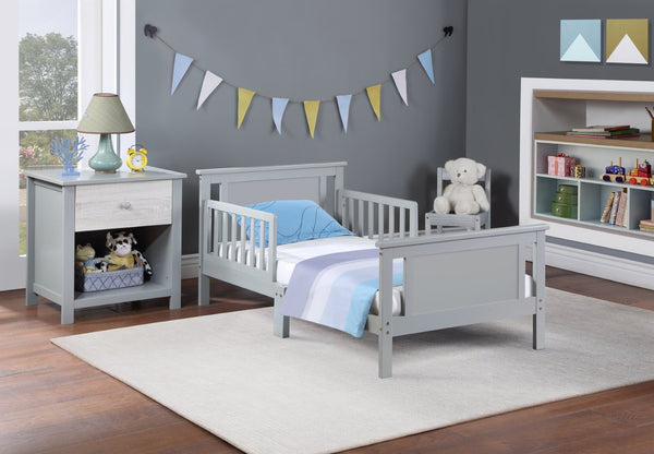 English Elm Connelly Reversible Panel Toddler Bed Solid Wood Low Profile Two Tone Veneer Gray B02257226