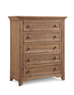 English Elm Winchester Five Drawer Chest with Velvet Lined Top and Classic Molding Detail B02257221