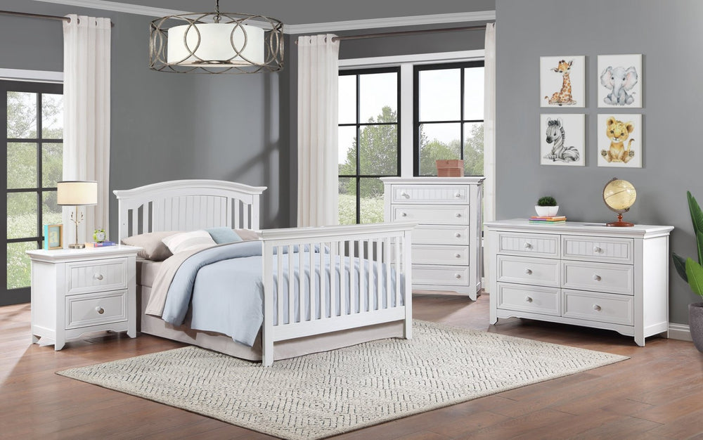 English Elm Winchester 2 Drawer Kids Nightstand White Wood Molding Nursery or Bedroom Storage B02257216
