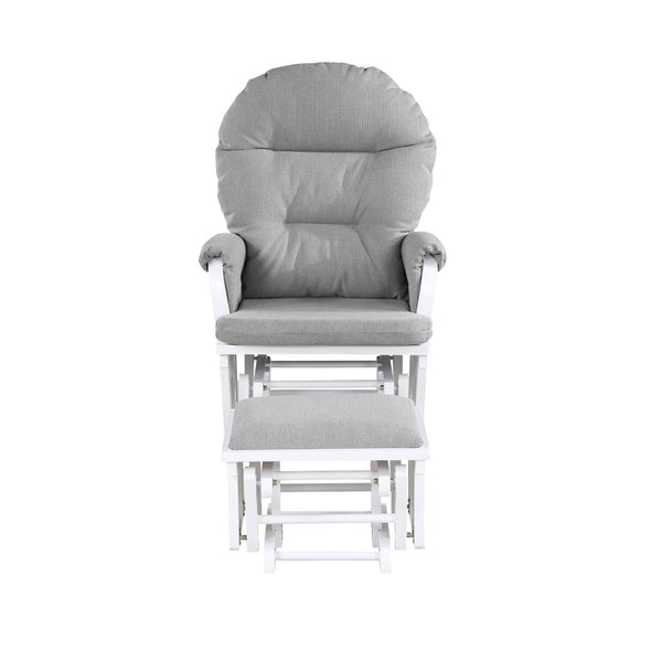 English Elm Madison Glider Ottoman Set Upholstered Nursery Rocker with Padded Seat and Neutral Finish B02257233