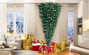 English Elm Upside Down Christmas Tree 7.4ft Led Warm White Lights Snow Tipped Pvc Branches PX293824AAF