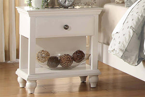 English Elm Modern Premium Tufted White Nightstand with 1 Drawer & Shelf, 24"x16"x26"H Contemporary Poplar MDF Design B01157820