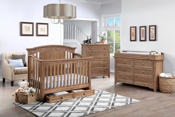 English Elm Winchester Five Drawer Chest with Velvet Lined Top and Classic Molding Detail B02257221
