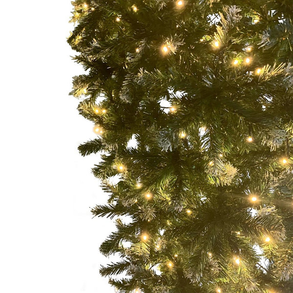 English Elm Upside Down Christmas Tree 7.4ft Led Warm White Lights Snow Tipped Pvc Branches PX293824AAF