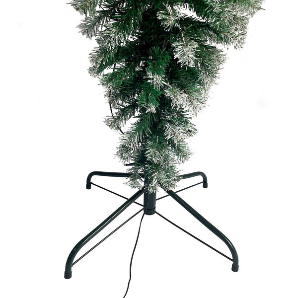 English Elm Upside Down Christmas Tree 7.4ft Led Warm White Lights Snow Tipped Pvc Branches PX293824AAF