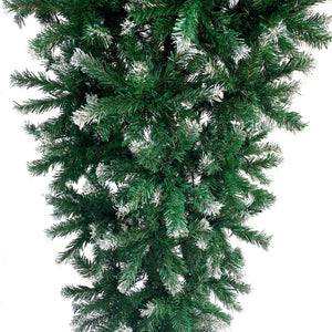 English Elm Upside Down Christmas Tree 7.4ft Led Warm White Lights Snow Tipped Pvc Branches PX293824AAF