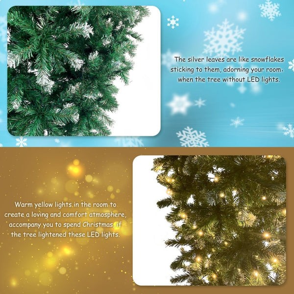 English Elm Upside Down Christmas Tree 7.4ft Led Warm White Lights Snow Tipped Pvc Branches PX293824AAF