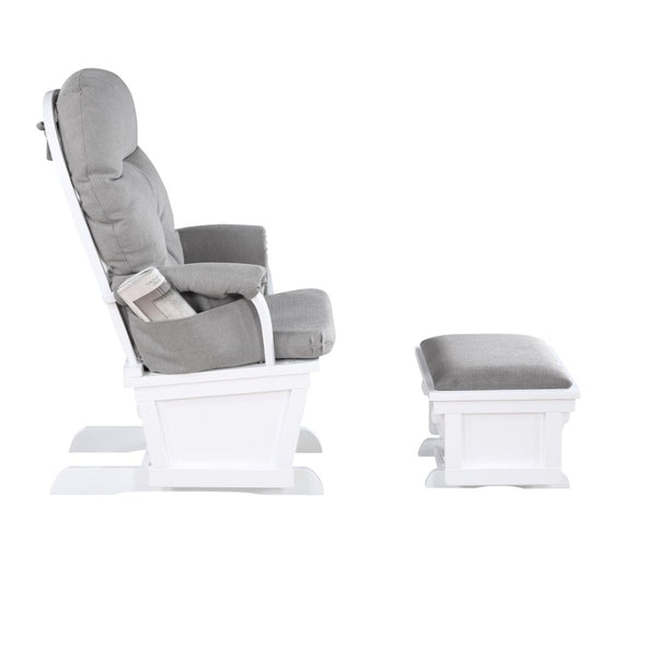 English Elm Madison Glider Ottoman Set Upholstered Nursery Rocker with Padded Seat and Neutral Finish B02257233